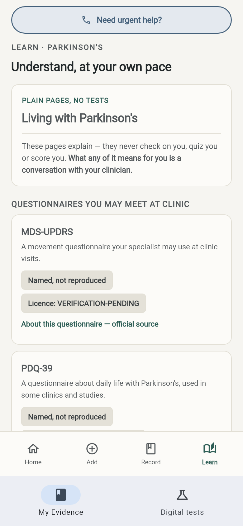 Lantern learn screen: plain-language reading for your condition